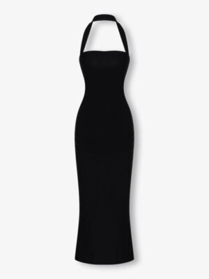 Midnight Elegance Halter Maxi Dress