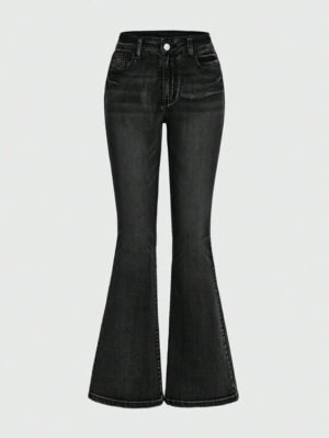 High-Rise Black Flare Jeans