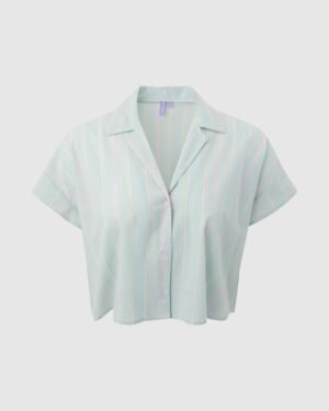 Pastel Stripe Cropped Camp Shirt