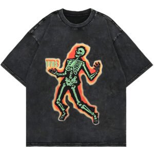 Black Neon Skeleton Graphic T-Shirt